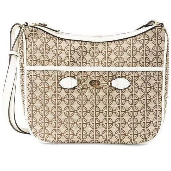 Giani Bernini 10013249800 Jacquard White Logo Hobo Crossbody/Shoulder Bag - Picture 1 of 2